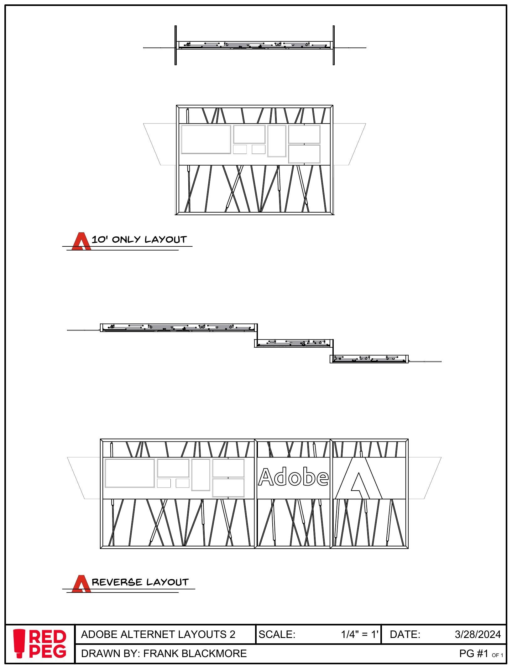 Drawing of the 10 foot single-wall layout and the reverse layout, showing the panels reordered