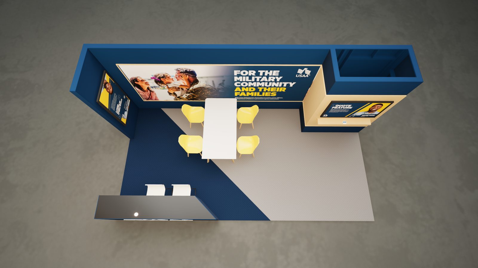 Plan view of the USAA 10 by 20 foot booth