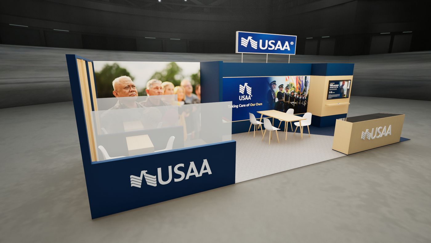 Rendering of the private meeting desks with frosted acrylic dividers
