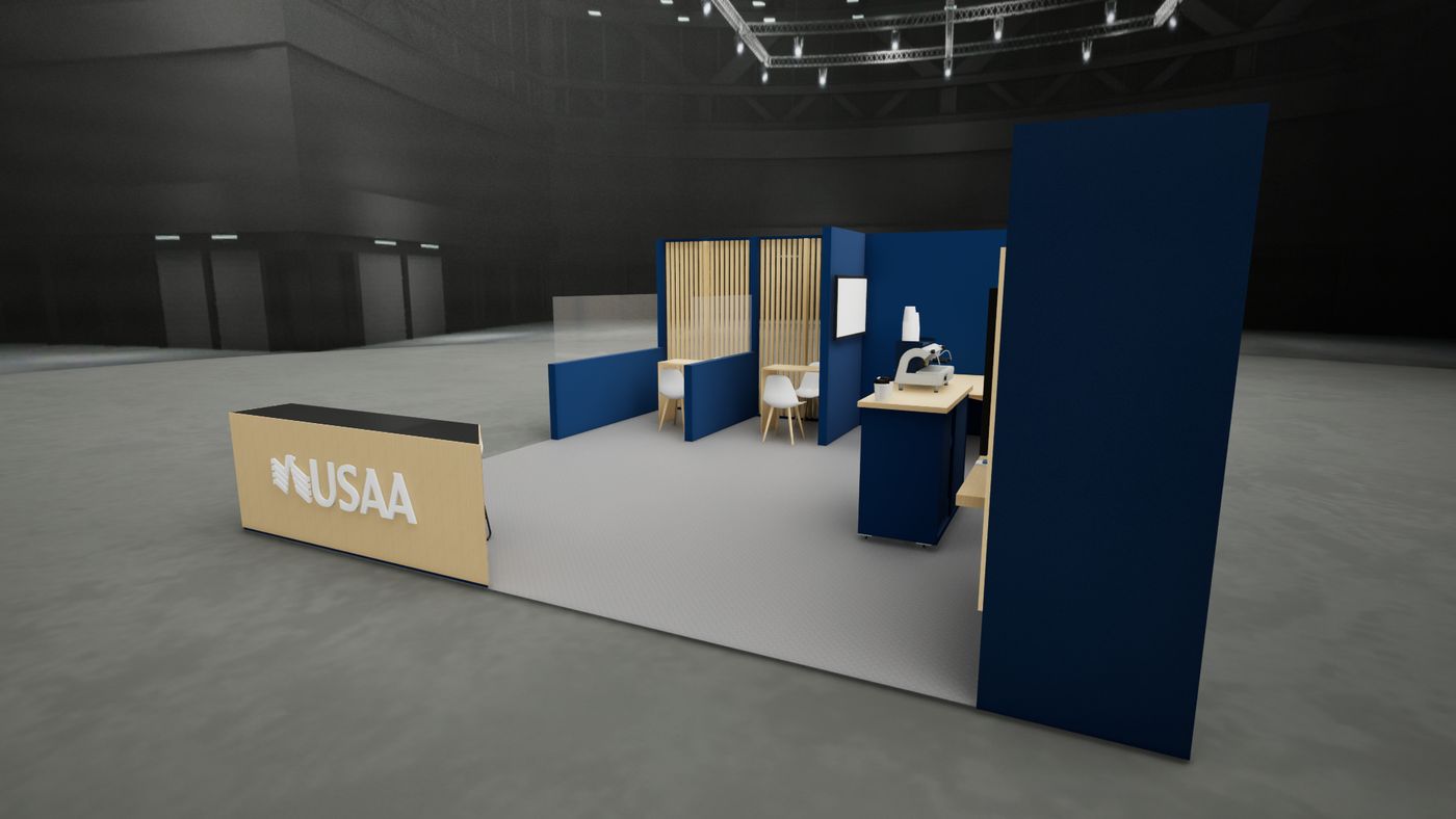 Rendering of the USAA 20 by 20 booth