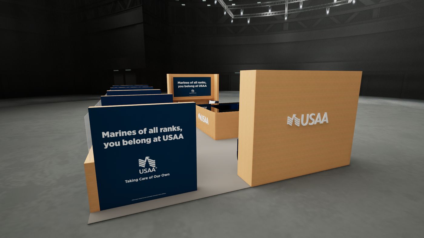 Rendering of the 20 by 30 booth counter and signage