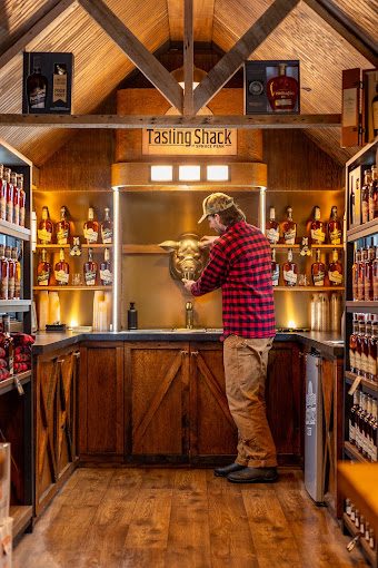 Finished interior being stocked, polishing the gold pig tap